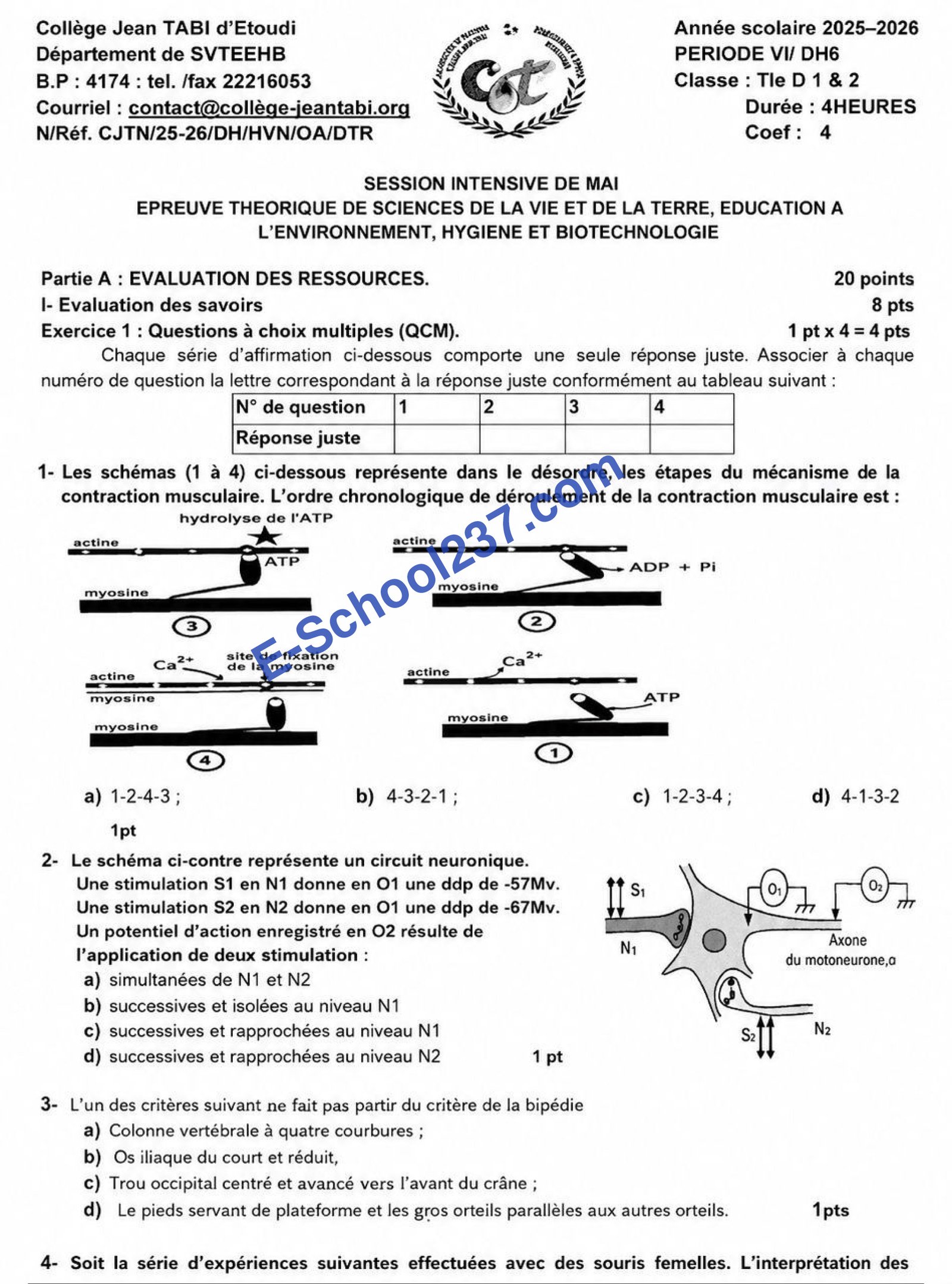 SVTEEHB Théorique Jean Tabi Mai 2026 TLED